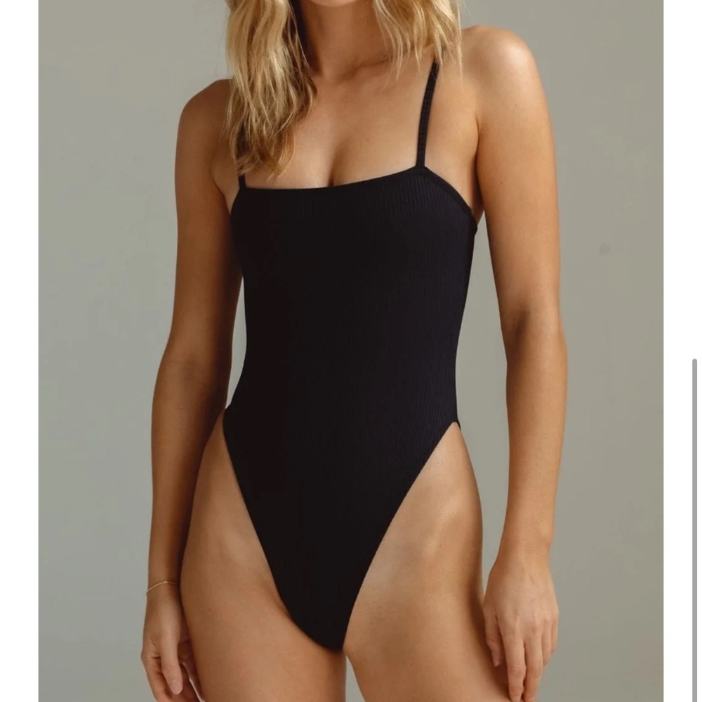 MONTCE NWT Black Rib Jacelyn One Piece Swimsuit Size XS